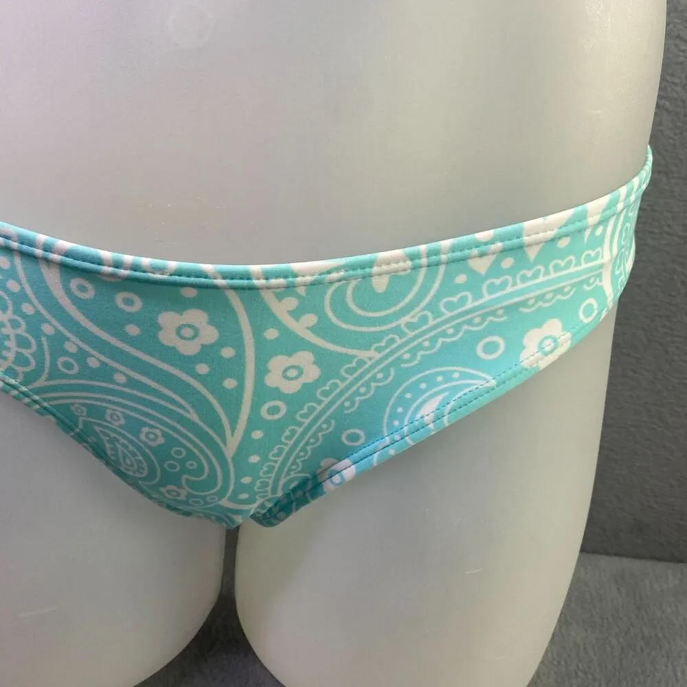 Agua Doce Bikini Brazilian Women S Aqua Blue White Flower Cheeky Bottom 2-pc